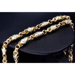 Ausgefallene Halskette aus Bicolor Gold (14K/585)in filigranem Greco-Design