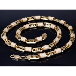 Stilvolle hochwertig produzierte Halskette in Greco - Design und Elementen mit funkelnden Zirkoniasteinen, ca. 60 cm Länge