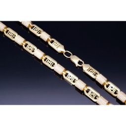 Stilvolle hochwertig produzierte Halskette in Greco - Design und Elementen mit funkelnden Zirkoniasteinen, ca. 60 cm Länge