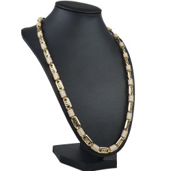 Stilvolle hochwertig produzierte Halskette in Greco - Design und Elementen mit funkelnden Zirkoniasteinen, ca. 60 cm Länge