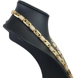 Stilvolle hochwertig produzierte Halskette in Greco - Design und Elementen mit funkelnden Zirkoniasteinen, ca. 60 cm Länge