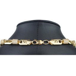 Stilvolle hochwertig produzierte Halskette in Greco - Design und Elementen mit funkelnden Zirkoniasteinen, ca. 60 cm Länge