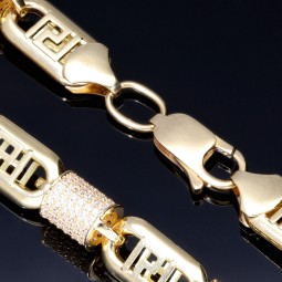 Stilvolle hochwertig produzierte Halskette in Greco - Design und Elementen mit funkelnden Zirkoniasteinen, ca. 60 cm Länge