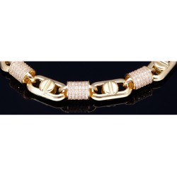 Bling - Goldarmband mit glitzernden Zirkonia Steinen aus 585er Gelbgold (14 Karat) in 19 cm Länge