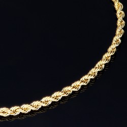 Glänzendes Twist-Armband / Kordelarmband in edlem 585er 14k Gold, ca. 2mm breit, 19cm lang