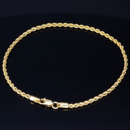 Glänzendes Twist-Armband / Kordelarmband in edlem 585er 14k Gold, ca. 2mm breit, 19cm lang