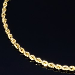 Glänzendes Twist-Armband / Kordelarmband in edlem 585er 14k Gold, ca. 2mm breit, 19cm lang