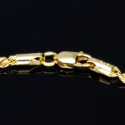 Glänzendes Twist-Armband / Kordelarmband in edlem 585er 14k Gold, ca. 2mm breit, 19cm lang