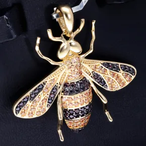 Massiver Hornissen - Anhänger aus hochwertigem 585 14K Gold mit Zirkoniabesatz (ca. 7,6g)