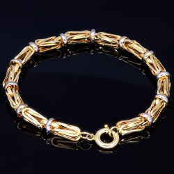 Königsarmband in außergewöhnlichem Design in Bicolor Gold 585 14k, 6,5mm breit, 22cm lang