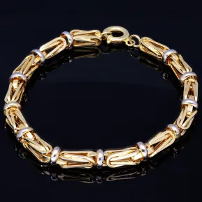 Königsarmband in außergewöhnlichem Design in Bicolor Gold 585 14k, 6,5mm breit, 22cm lang
