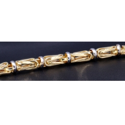 Königsarmband in außergewöhnlichem Design in Bicolor Gold 585 14k, 6,5mm breit, 22cm lang