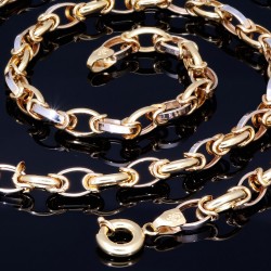 Sehr schöne Ankerkette in zeitlosem Design aus 585 / 14K Bicolor Gold (Weißgold und Gelbgold) (ca. 54cm)