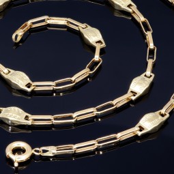 Ankerkette aus hochwertigem 14K/585 Gelbgold mit filigranem Greco-Design (ca. 62cm)