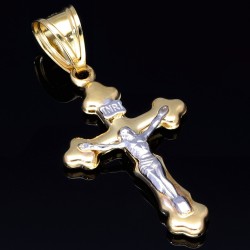 Jesus - Anhänger aus edlem 14k (585er) Bicolor Gelbgold und Weißgold