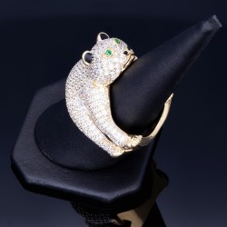 Großer Eisbär - Statement-Ring für Damen aus Gold (585 14K) mit funkelnden Zirkoniasteinen besetzt (RG ca. 55)