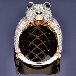 Großer Eisbär - Statement-Ring für Damen aus Gold (585 14K) mit funkelnden Zirkoniasteinen besetzt (RG ca. 55)