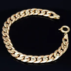 Breites, hochwertig produziertes Panzerarmband in edlem 585 14k Gold in 8mm Stärke, ca. 20cm Länge, (ca. 11,3g)