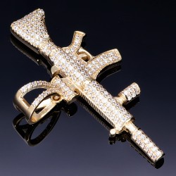 Iced Out - Maschinengewehr aus hochwertigem 585 14K Gold mit Zirkonia bestückt