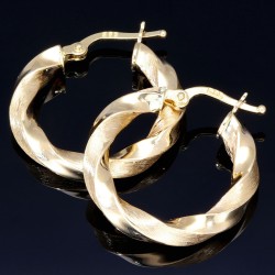 Außergewöhnliche, glänzende Twist - Creolen aus hochwertigem 585er / 14K Gold