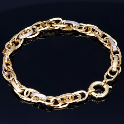Stilvolles Armband aus 14K/585 Bicolor Gold mit filigranem Greco-Design in ca. 20,5 cm Länge