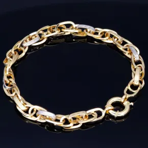 Stilvolles Armband aus 14K/585 Bicolor Gold mit filigranem Greco-Design in ca. 20 cm Länge