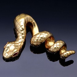 Origineller Anhänger in Form einer Schlange aus wertvollem 585er 14K Gelbgold mit Zirkoniabesatz
