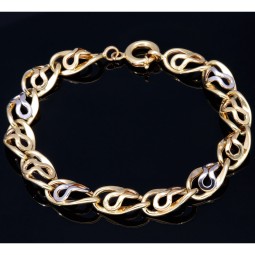 Gold-Armband aus hochwertigem 585 / 14k Bicolor Gold (Gelbgold und Weißgold) mit stilvollem Design in ca. 20cm