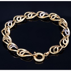 Gold-Armband aus hochwertigem 585 / 14k Bicolor Gold (Gelbgold und Weißgold) mit stilvollem Design in ca. 20cm