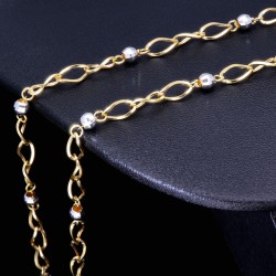 Modische Halskette aus hochwertigem 14K 585 Bicolor Weiß- und Gelbgold (ca. 50cm)