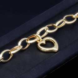 Exquisites Bicolor Herz - Armband aus 585 14K Gold in (ca. 20 cm Länge)