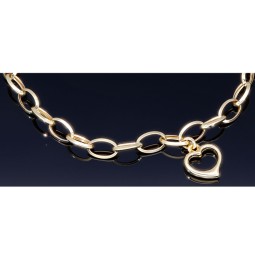 Exquisites Bicolor Herz - Armband aus 585 14K Gold in (ca. 20 cm Länge)