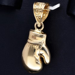 Glänzender Boxhandschuh-Anhänger aus edlem 14K/585 Gold mit Verzierungen im Greco Design