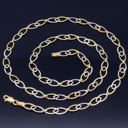 Sehr schöne, luftige Halskette mit aus 14K / 585 Gold (14K/585 Bicolor Gelbgold und Weißgold) ca. 50 cm