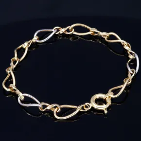 Edles Bicolor - Damen- Armband aus hochwertigem 14K 585er Weiß- und Gelbgold (ca. 20,5 cm Länge)