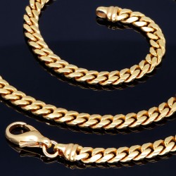 Exquisite, massive Panzerkette aus hochwertigem Gelbgold (14K, 585 Gold) in ca. 5 mm, 55 cm (ca. 50g)