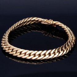 Glänzendes Panzerarmband in hochwertigem 585 14k Gold in 7mm Stärke, ca. 19cm Länge, (ca. 14,4g)