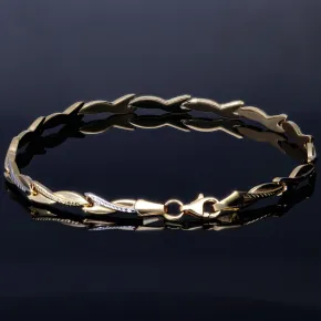Massives Bicolor Armband aus hochwertigem 585 14K Gold (ca. 18 - 19 cm Länge)