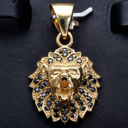 Löwe aus Gold -  Anhänger aus hochwertigem 585 14K Gelbgold mit Zirkoniabesatz (ca. 6,4g)
