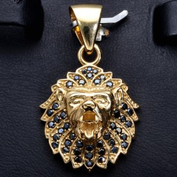 Löwe aus Gold -  Anhänger aus hochwertigem 585 14K Gelbgold mit Zirkoniabesatz (ca. 6,4g)
