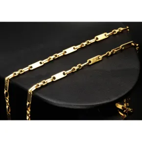 sehr schlanke Plättchenkette, Steigbügelkette aus 585er (14k) Gold - 65 cm Länge, 4 mm breit