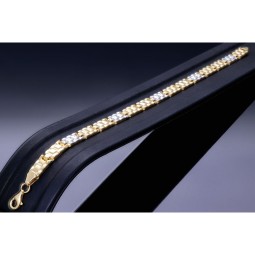 Edles Armband in modernem Design - Bicolor Gold 14K / 585 Gelb- und Weißgold (ca. 19 cm Länge)