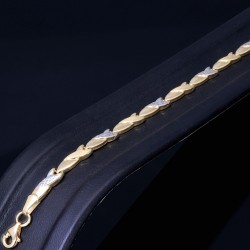 Edles Bicolor Armband aus massivem 585 14K Gold (ca. 19 cm Länge)