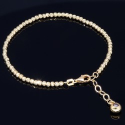 Längenverstellbares Armband mit vielen kleinen Goldkügelchen bestückt aus 585 14K Gelbgold in ca. 16,5 - 19,5 cm Länge mit Zirkoniastein