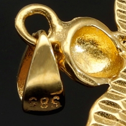 Hochwertig und mit feinen Details gefertigter Engel - Anhänger - aus 14k / 585 Gold