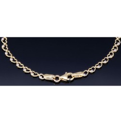 Feines Herz - Armband aus edlem Bicolor 585 14K Gold in (ca. 18 cm Länge)