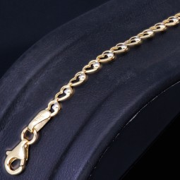 Feines Herz - Armband aus edlem Bicolor 585 14K Gold in (ca. 18 cm Länge)