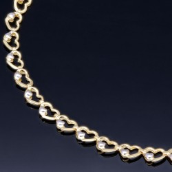 Feines Herz - Armband aus edlem Bicolor 585 14K Gold in (ca. 18 cm Länge)