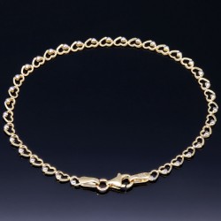 Feines Herz - Armband aus edlem Bicolor 585 14K Gold in (ca. 18 cm Länge)