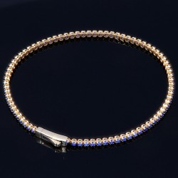 Edles Tennisarmband mit dunkelblauen Zirkonia aus hochwertigem 585 14K Gold in (ca. 18 cm Länge)